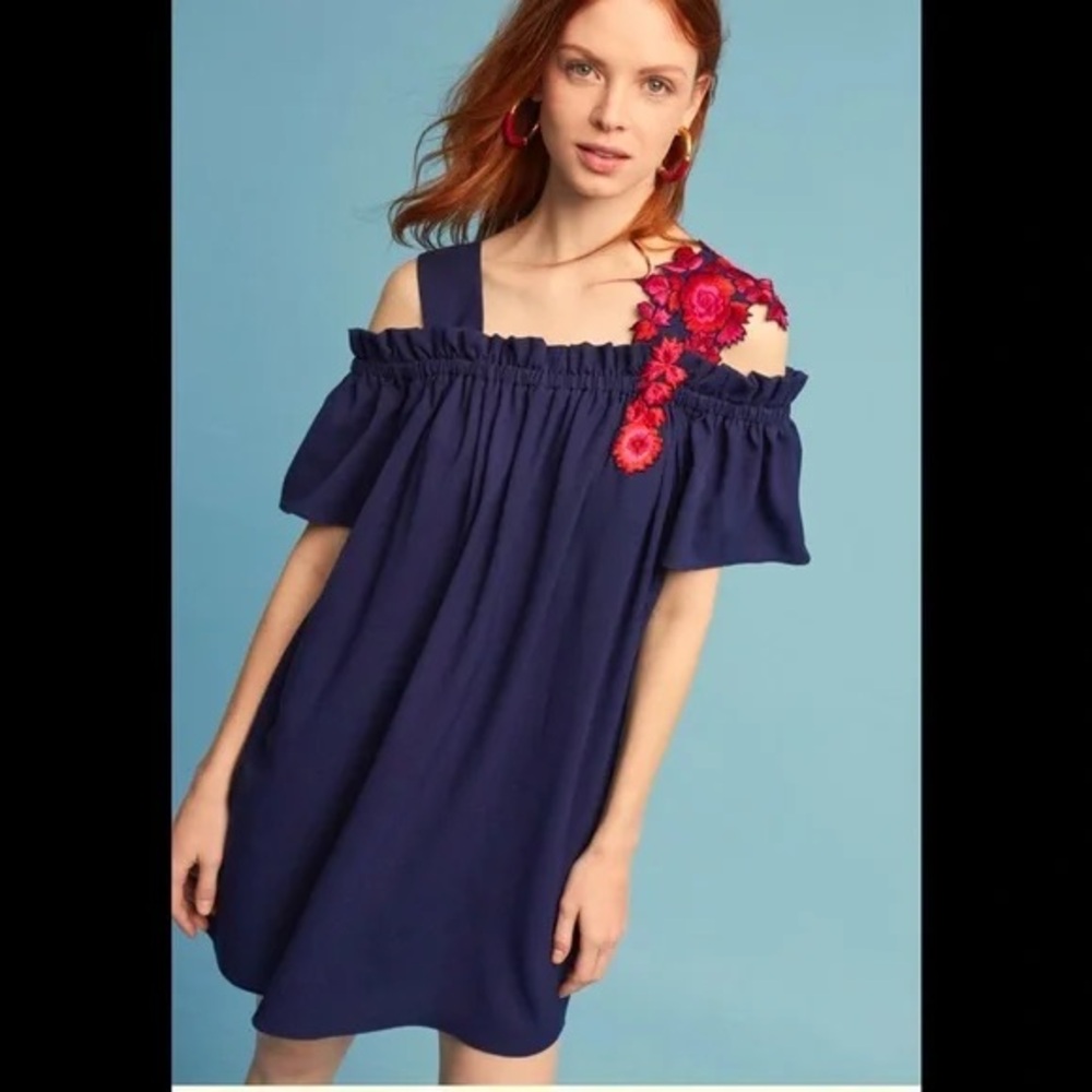 NWOT Anthropologie Navy Embroidered Cover-up - Size S or M